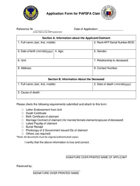 PAF Application Form CY .